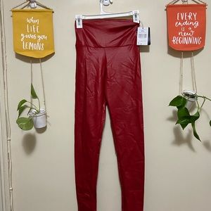 Red pleather jeggings